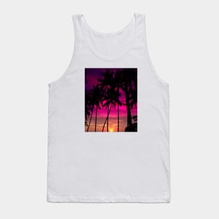 Palm Tree Sunset Horizon Digital Painting Tank Top